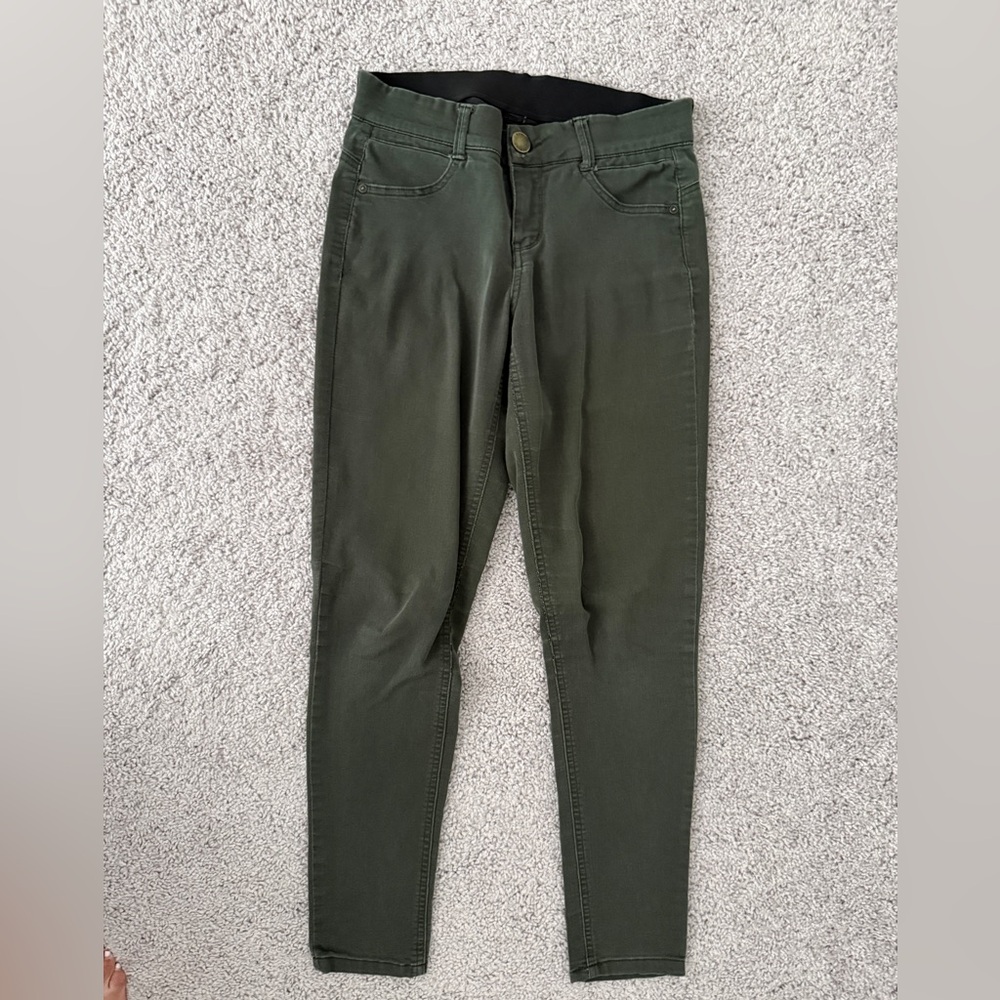 Slim High-Rise Olive Green Skinny Pants
